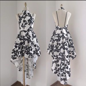 Fashion Lace Embroidery Women Dresses High/low